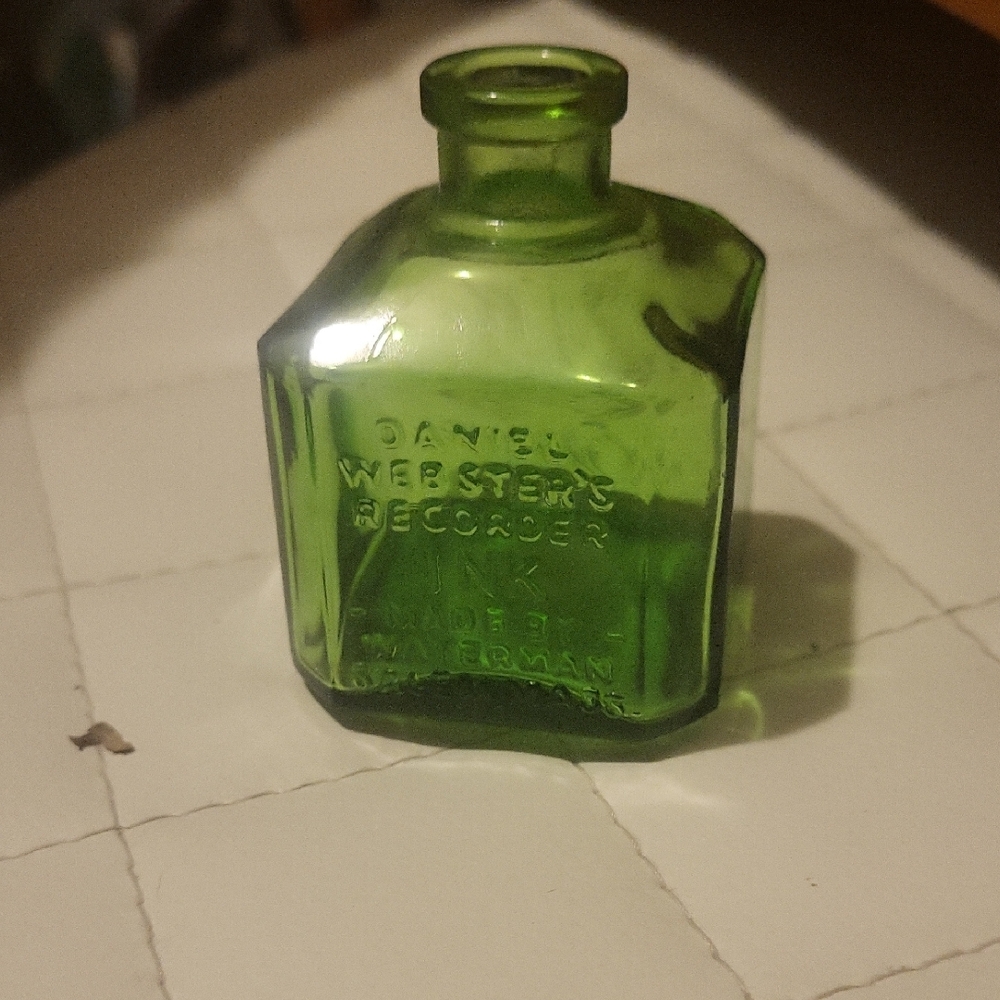 Green Glass Ink Bottle